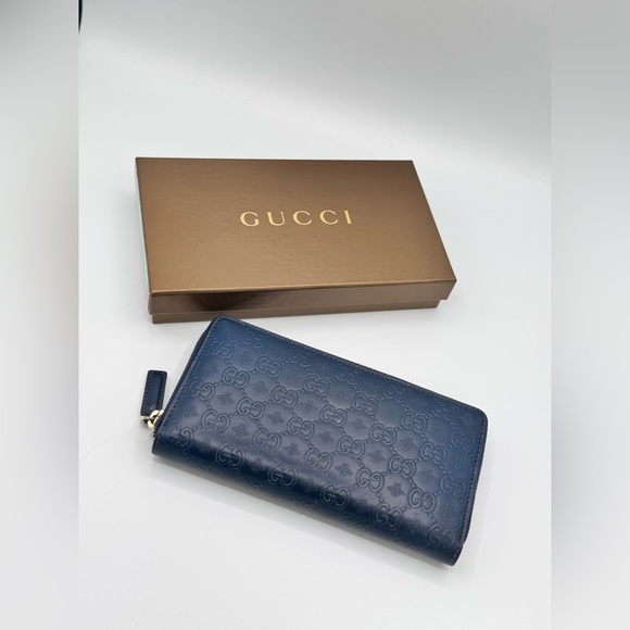 Gucci Navy Animalier Wallet w/ Box - Picture 1 of 12